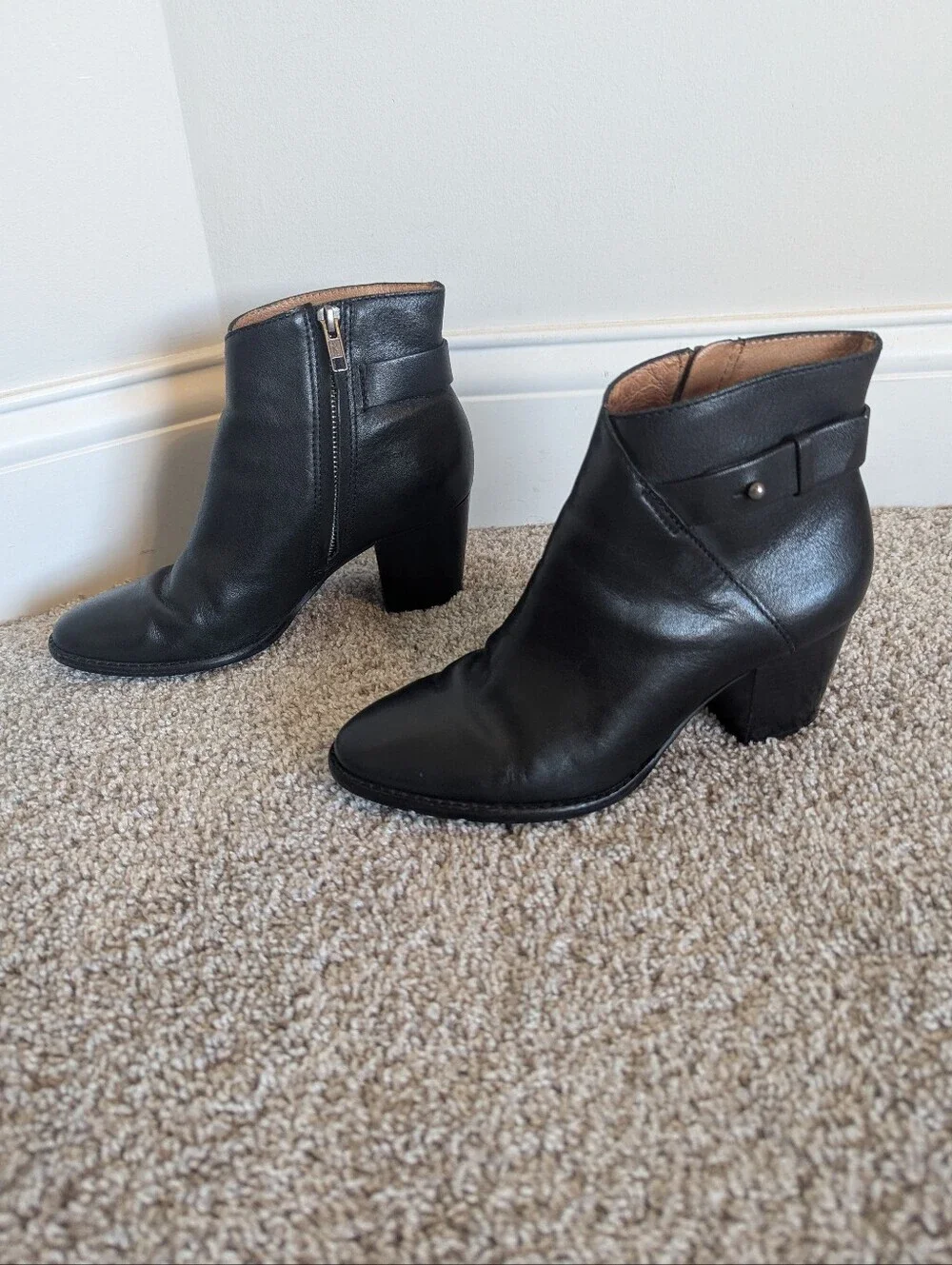 Madewell Kelci Black Leather Ankle Boots sz 7